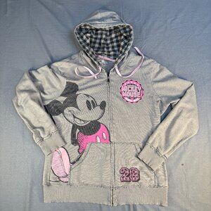 Disney Mickey Mouse Women's zip-up Hoodie Gray & Pink XL